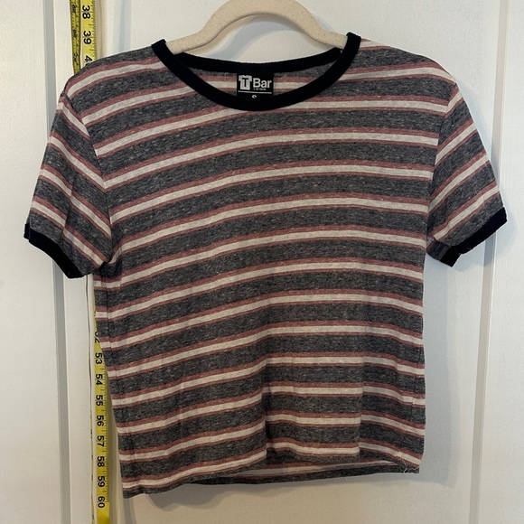 Striped T-Shirt with Navy Blue Trim - Picture 1 of 2